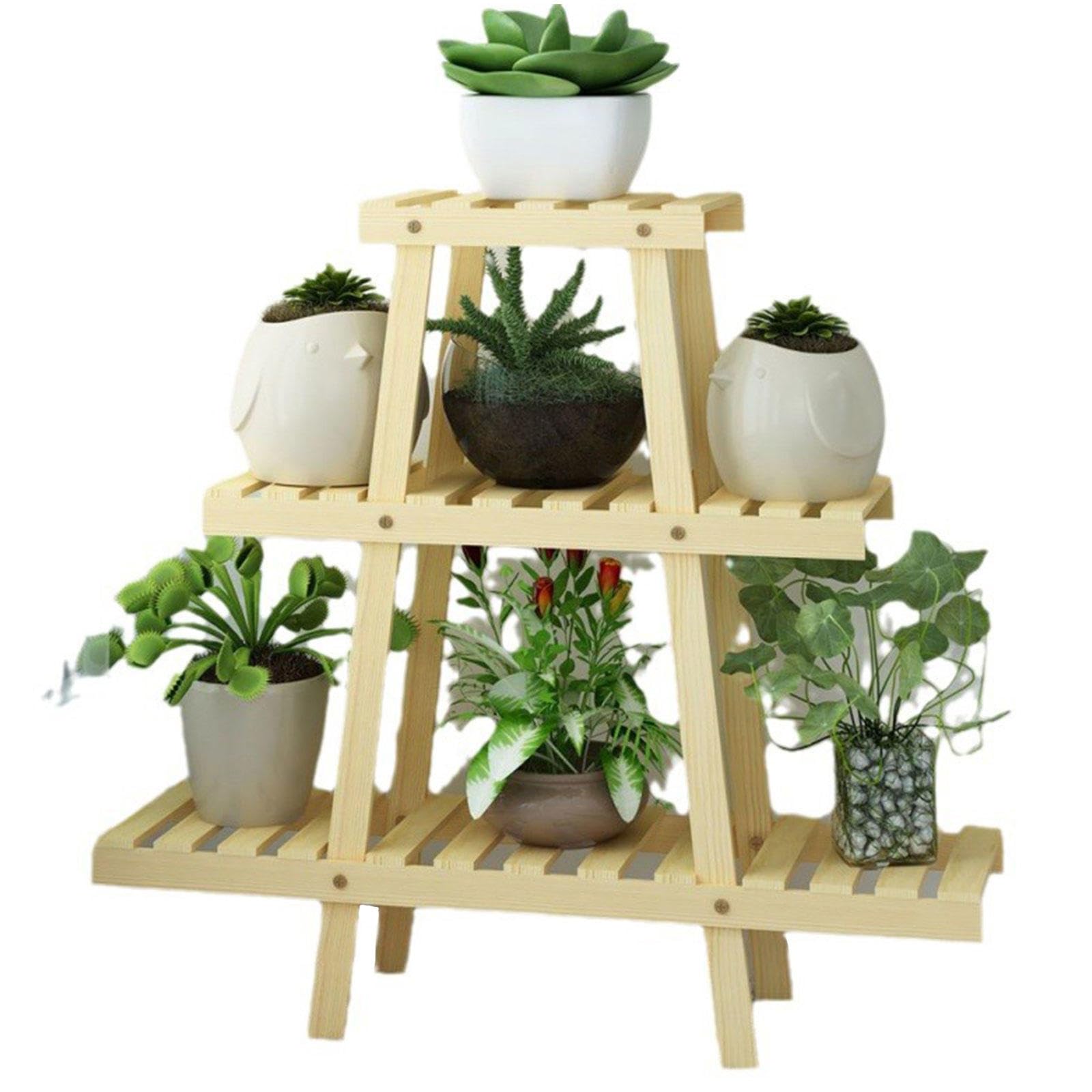Support à plantes en bois intérieur pour gagner de la place dans le salon