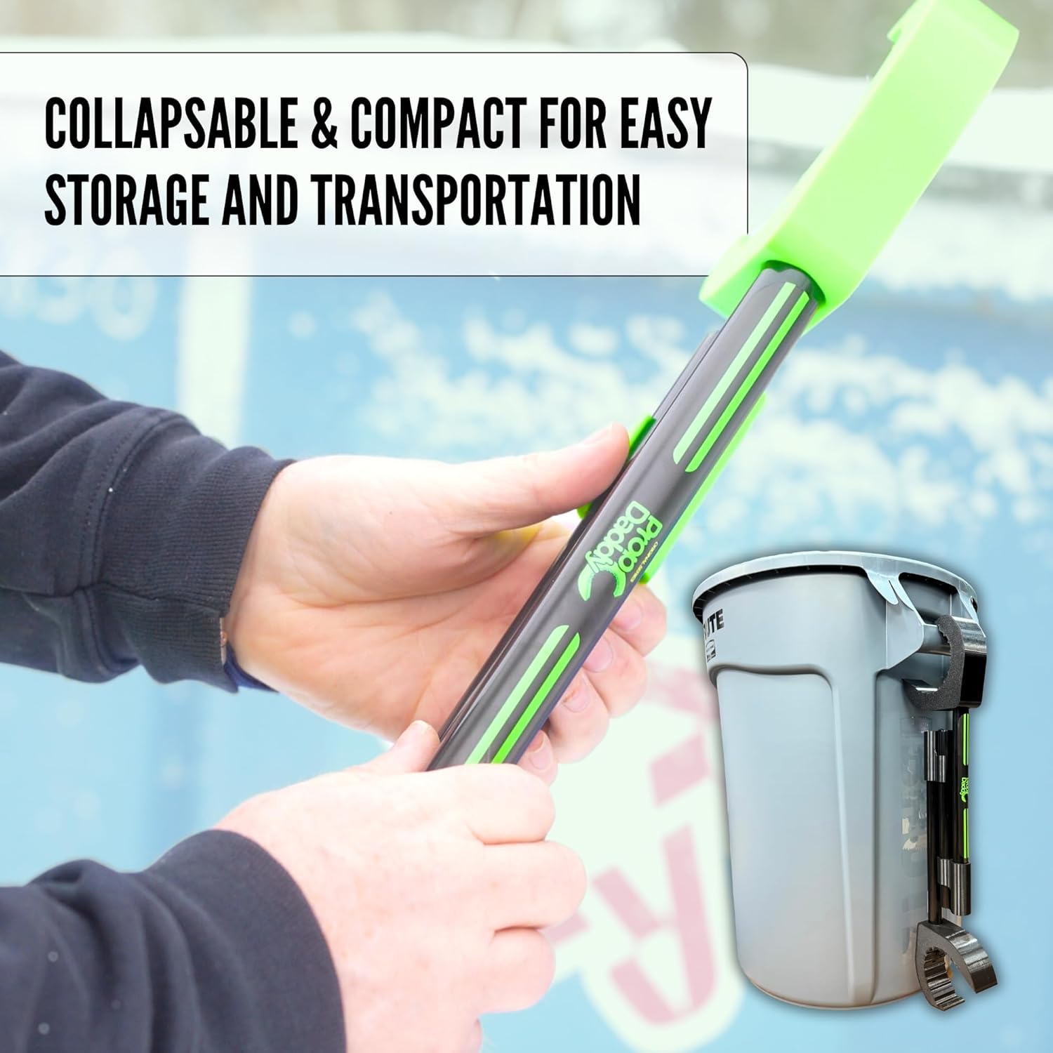 PropDaddy Trash and Recycling Dumpster Lid Prop Tool, Non-Contact Dumpster Opener, 3 Foot Lid Clearance, Black and Green