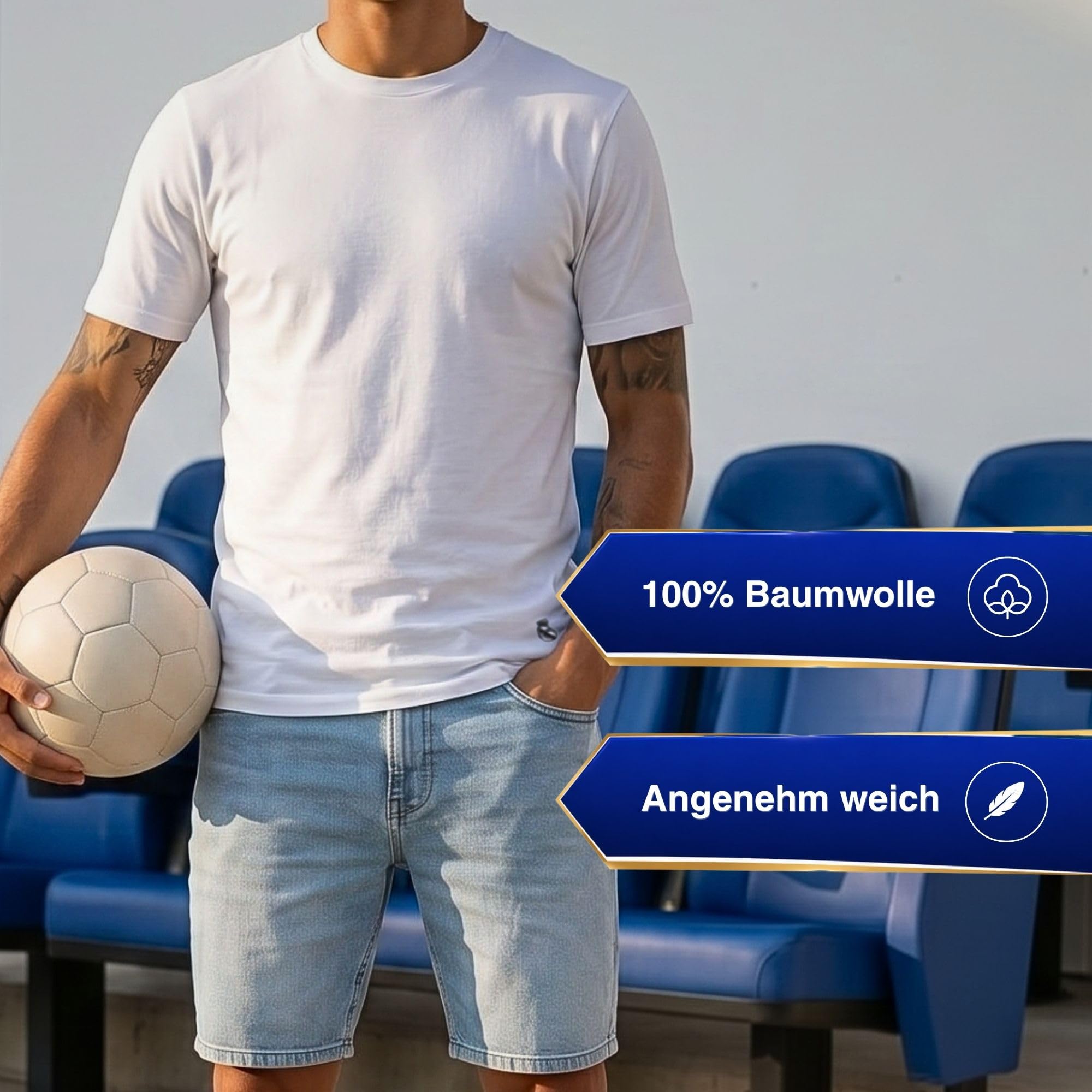 Real Madrid HerrenT-Shirts, 5er Pack | Offizielles Lizenzprodukt, Unterziehshirts 100% Baumwolle, Fangeschenk Männer mit Logo