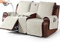 Vista 13 de KinCam Funda 100% impermeable para sofá reclinable con consola, fundas para sofá reclinable antideslizante para 3 asientos, protector de muebles