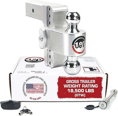 Weigh Safe - Enganche de remolque 180 con vástagoeje de 2.5 pulgadas, enganche de remolque de aluminio ajustable y montaje de bola, bola combinada