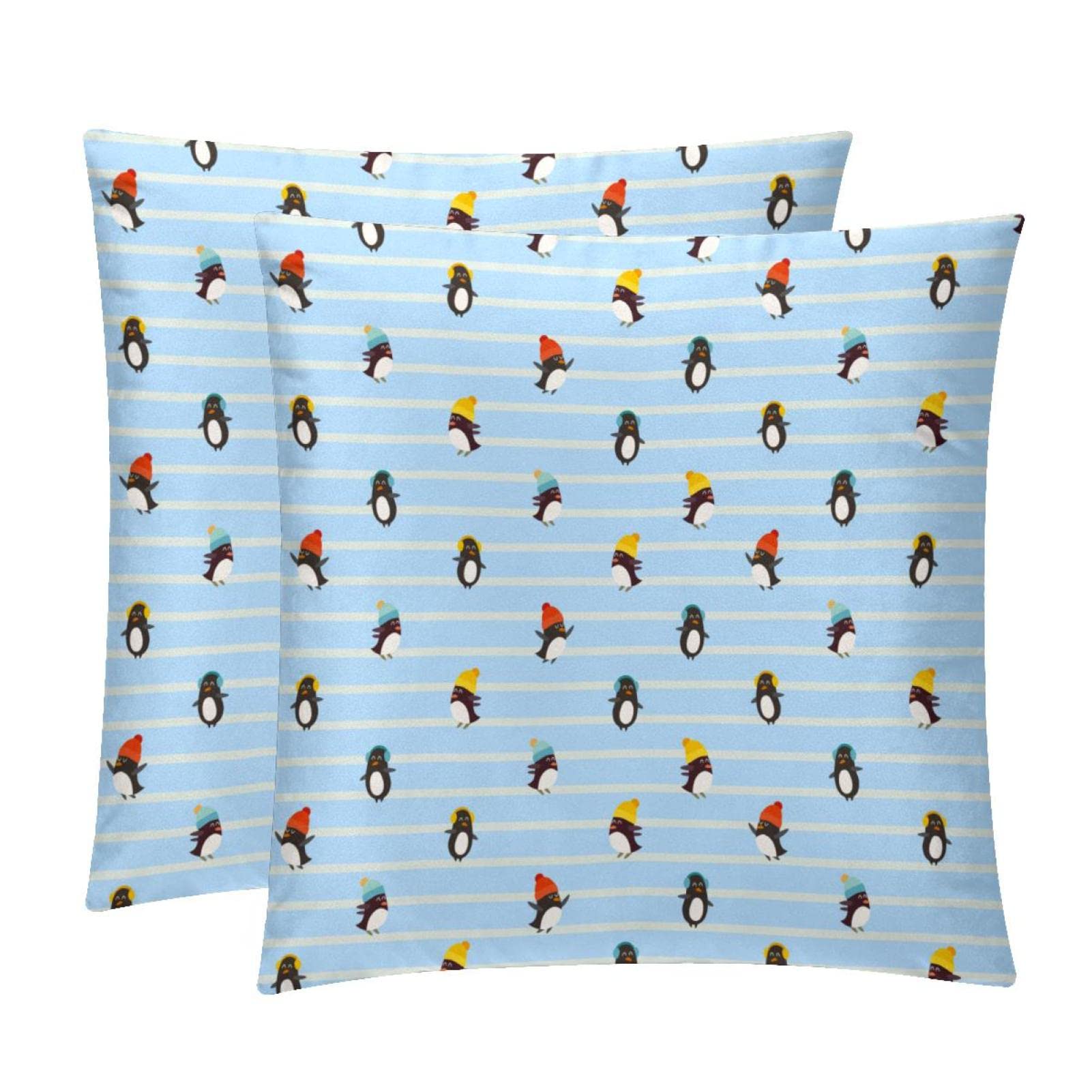 Housse de coussin lombaire imprimé pingouin pour un salon style bord de mer