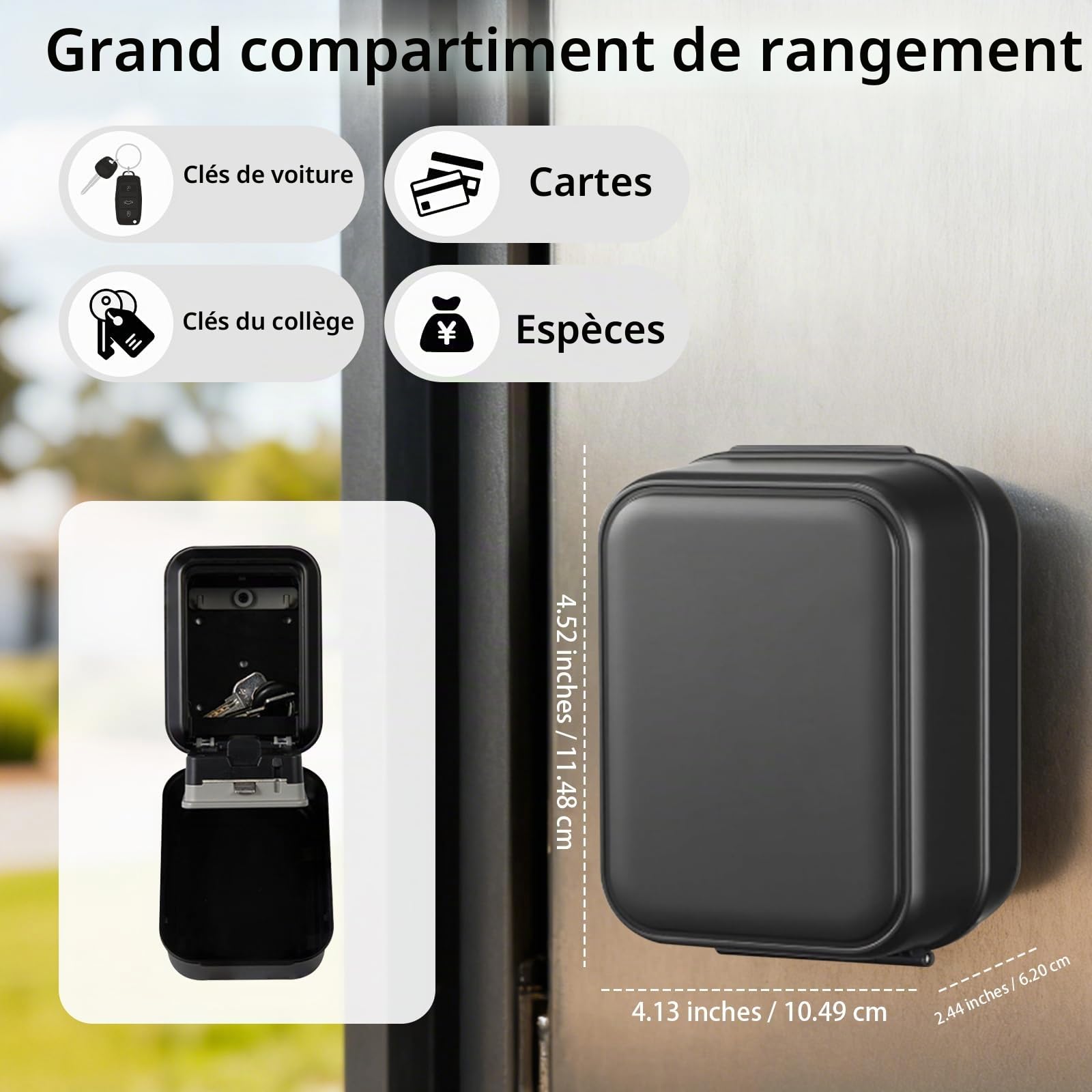 Boîte à Cléfs Sécurisée Exterieur, Boîte à clés Bluetooth avec application TTLock et code PIN à 12 chiffres, IP65 Étanche Boite, Boîte À Clés Murale Pour Airbnb, Agents Immobiliers Et Bureaux