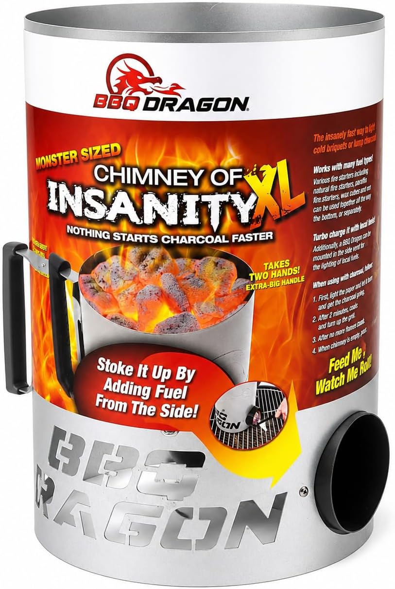 BBQ Dragon - Charcoal Chimney Starter for Coal Grill (Extra Large)