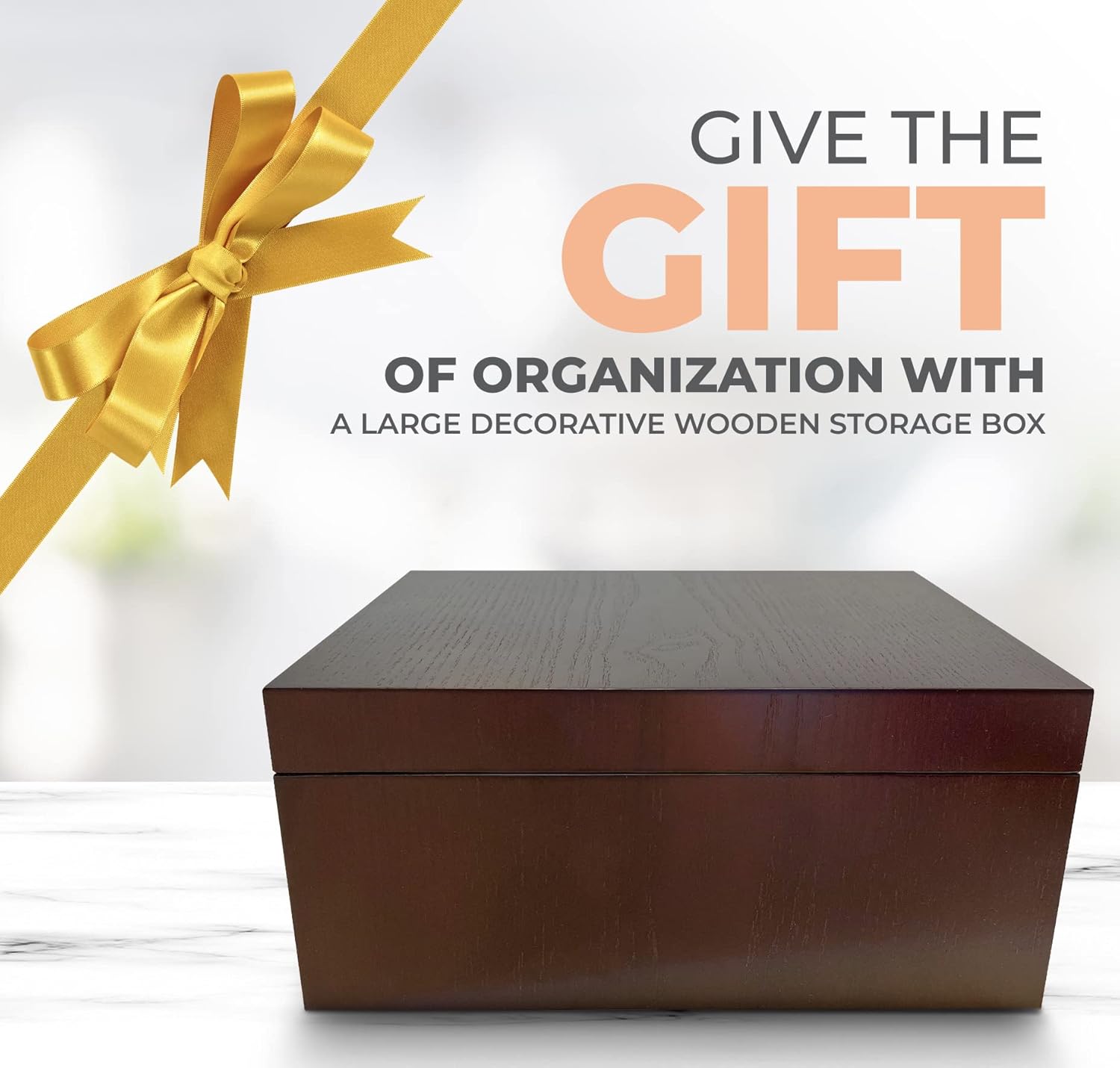 Blake & Lake Large Oak Wooden Keepsake Box - Storage Box Lined with Buffalo Plaid - Decorative Boxes for Home (Hinge Box)