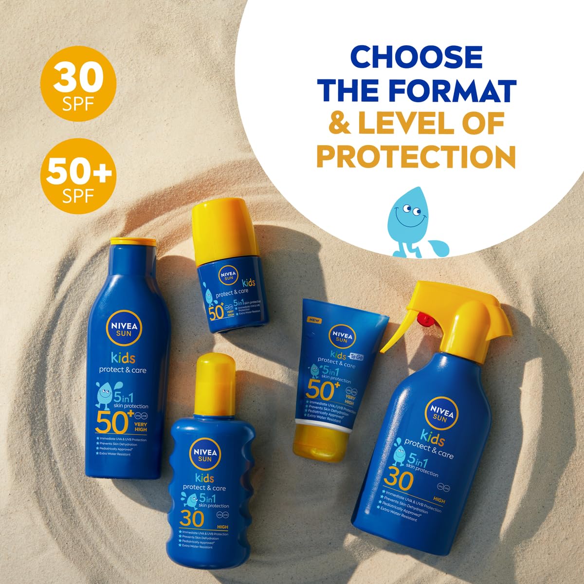 Nivea Sun Gentle Kids Skin Protect and Moisture Care Spray, Lightweight Trigger Lotion for Easy Application, Suitable for Sensitive Skin and Active Outdoor Play, Mild Formula, 9.13 oz (270 ml)