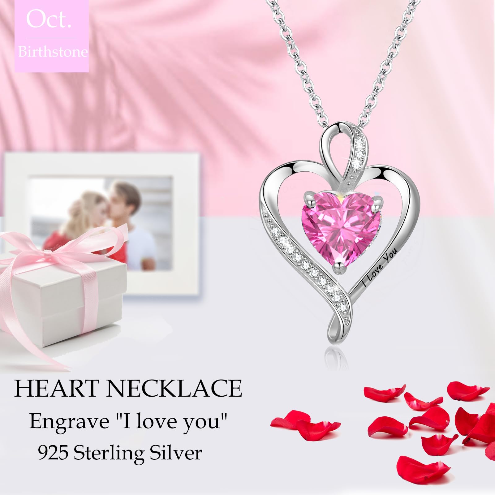 LAVUMO Collana Donna Cuore Argento Sterling 925 Originale Gioielli Regalo per Lei Amiche Moglie Mamma Fidanzata Compleanno San Valentino Natale Anniversario Festa Della Mamma Donna Regalo Idea