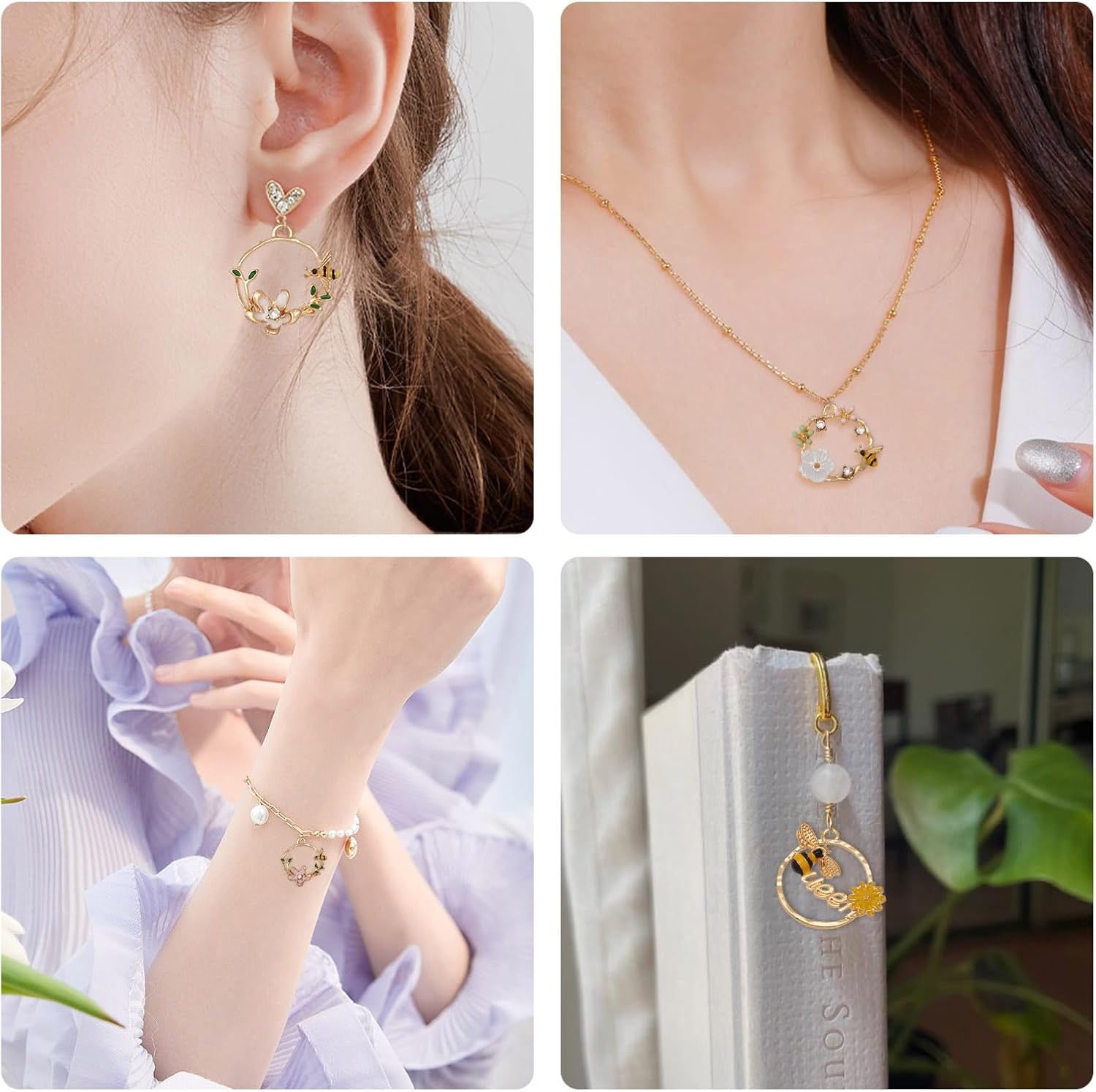 Craftdady Enamel Bee Flower Charms Alloy Eamel Flower Charms 24Pcs Floral Insect Dangle Charm for DIY Bracelet Earring Necklace Lanyard Jewelry Making - Image 7