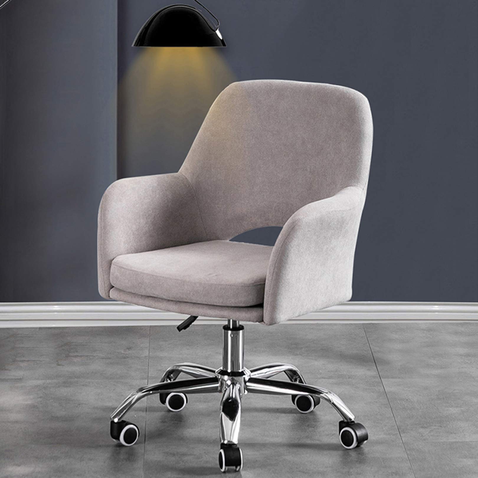 Chaise de bureau en lin avec support lombaire réglable