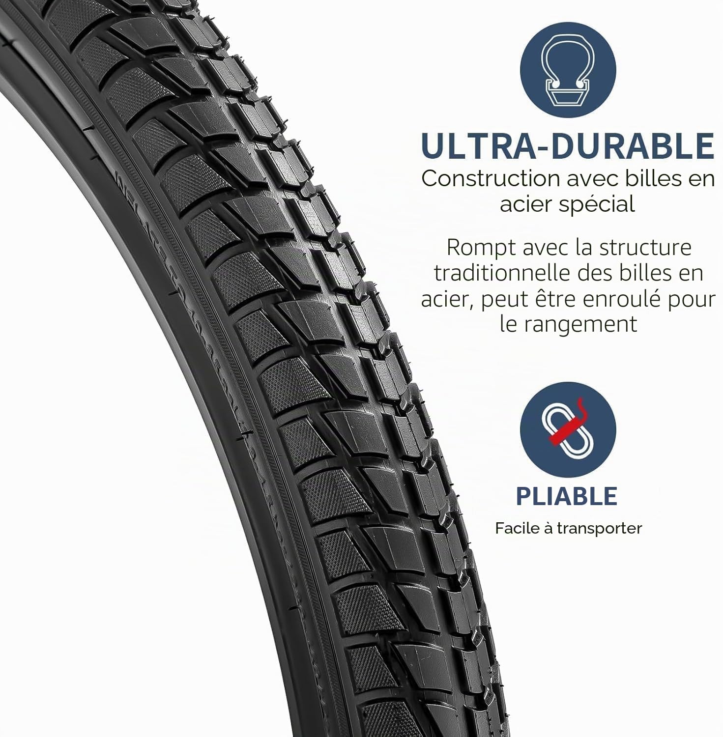 YunSCM Lot de 2 pneus de vélo Pliables de 27,5" - 27,5 x 1,95-53-584 - Compatible avec 27,5 x 1,75-27,5 x 1,90-27,5 x 1,95-27,5 x 2,0