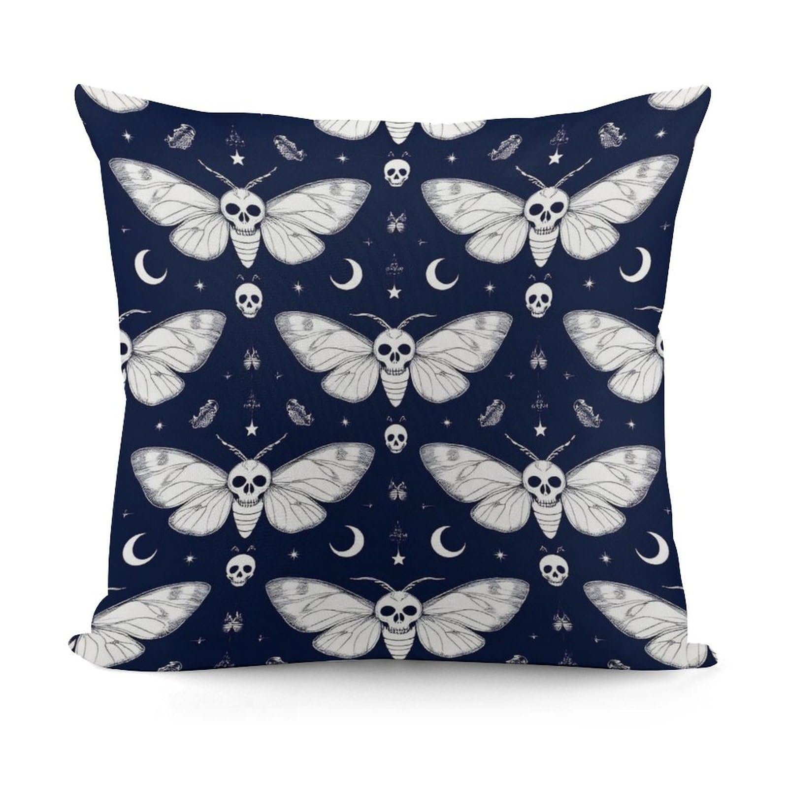 Smazdfxx Picture(428) Soft Cozy Occultism Goth Moth Dead Skull Moon Pillowcase Luxury Decorative Pillows Square Shaggy Cushion Covers For Sofa, Living Room