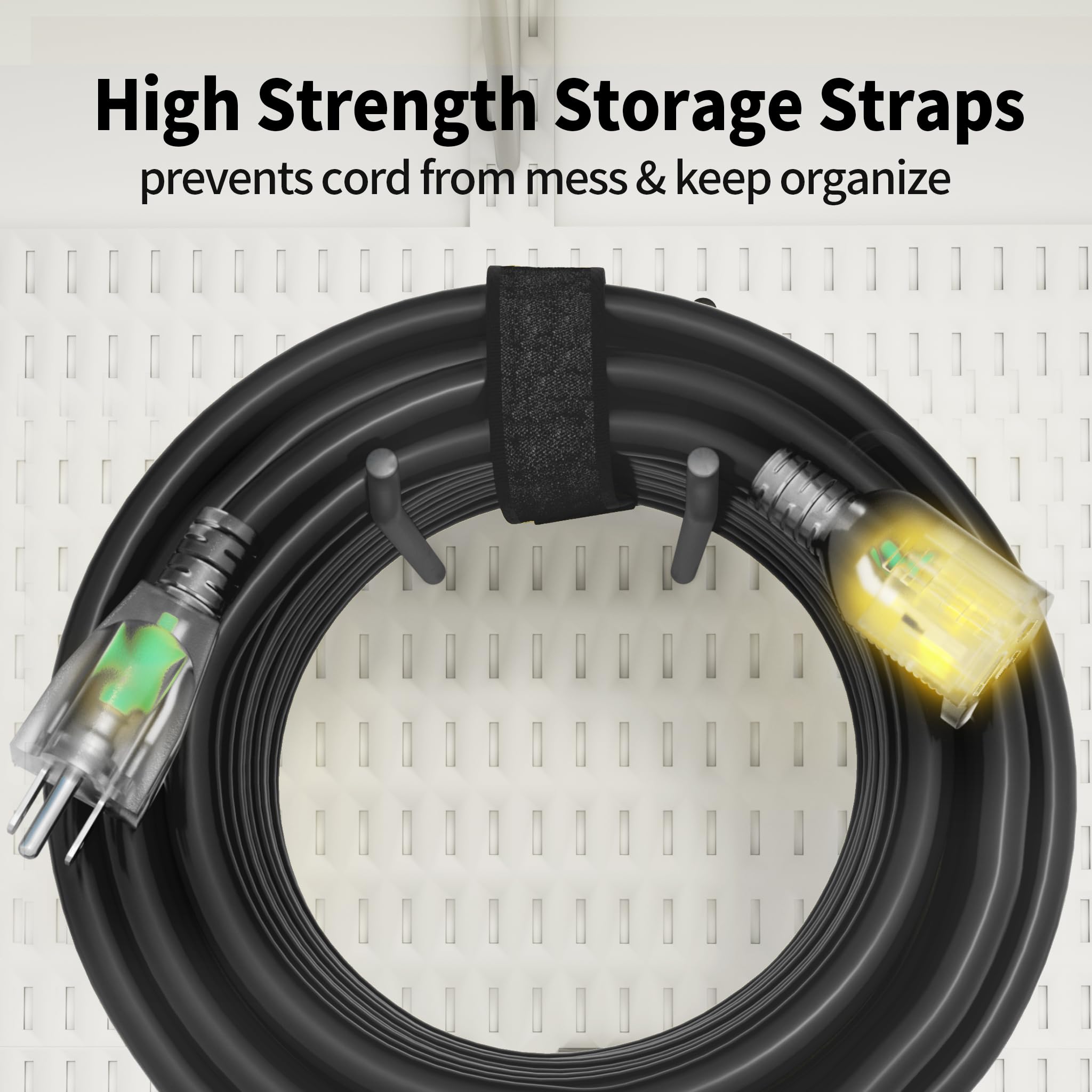 POWGRN - Cable de extensión para exteriores de 15 pies, 10/3, impermeable, calibre 10, 3 puntas, cable de alimentación flexible resistente al frío, interior y exterior con extremo indicador