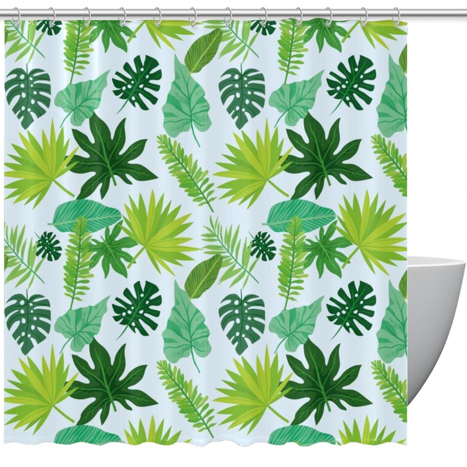 Rideau de douche feuilles exotiques pour une décoration de salle de bain nature