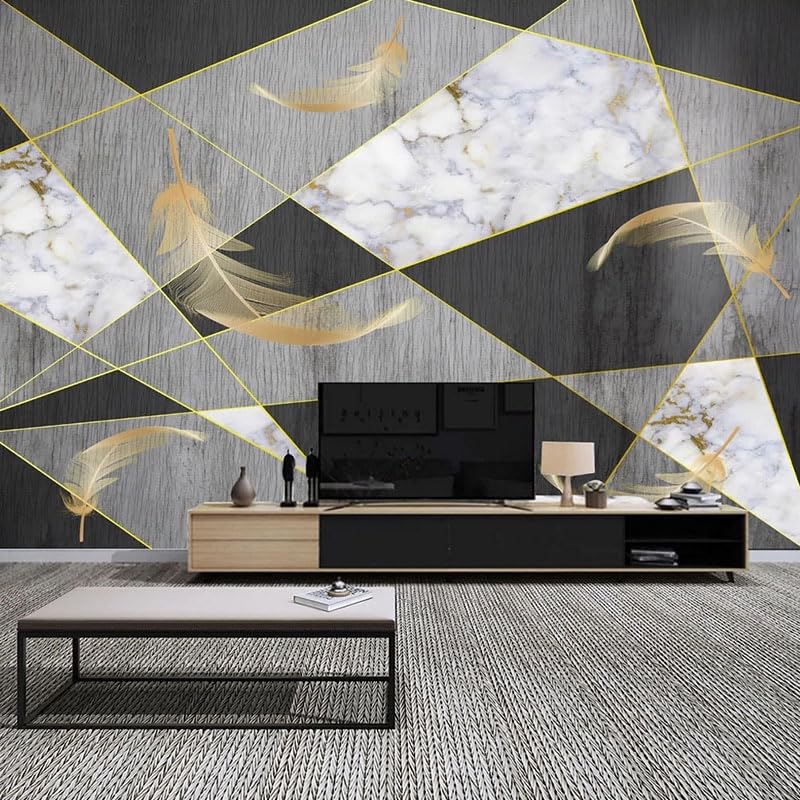 Papier peint photo marbre géométrique 3D pour masquer un mur vide