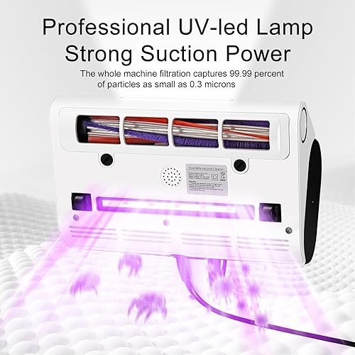 Miniatura 2 de Aspirador de cama, limpiador de colchón UV de mano con luz LED y alta tecnología de calefacción, potente aspiradora de colchón profundo de 500 W,