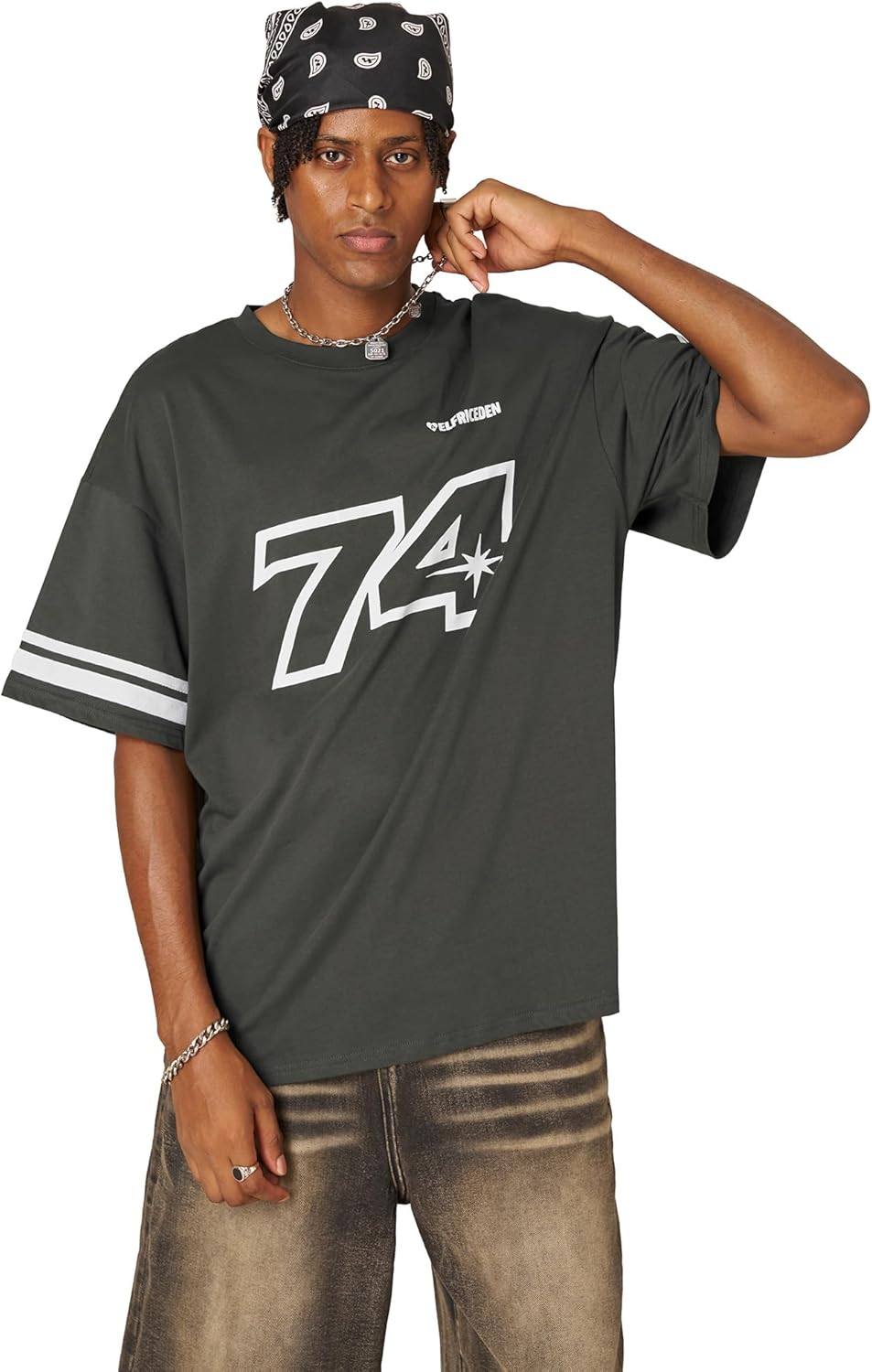 Aelfric Eden Mens Oversized T Shirt Y2k Baggy Number Shirts Graphic Tees Cotton Crewneck Short Sleeve Streetwear - Image 2