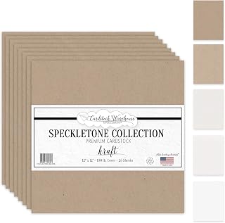 Cardstock Warehouse Speckletone Kraft Brown Card Stock Paper – 25 Sheets, 12 x 12", 100 lb/270 gsm – 100% Recycled Premium Matte Cardstock for Cardmaking, Scrapbooking, Printing, and DIY Projects