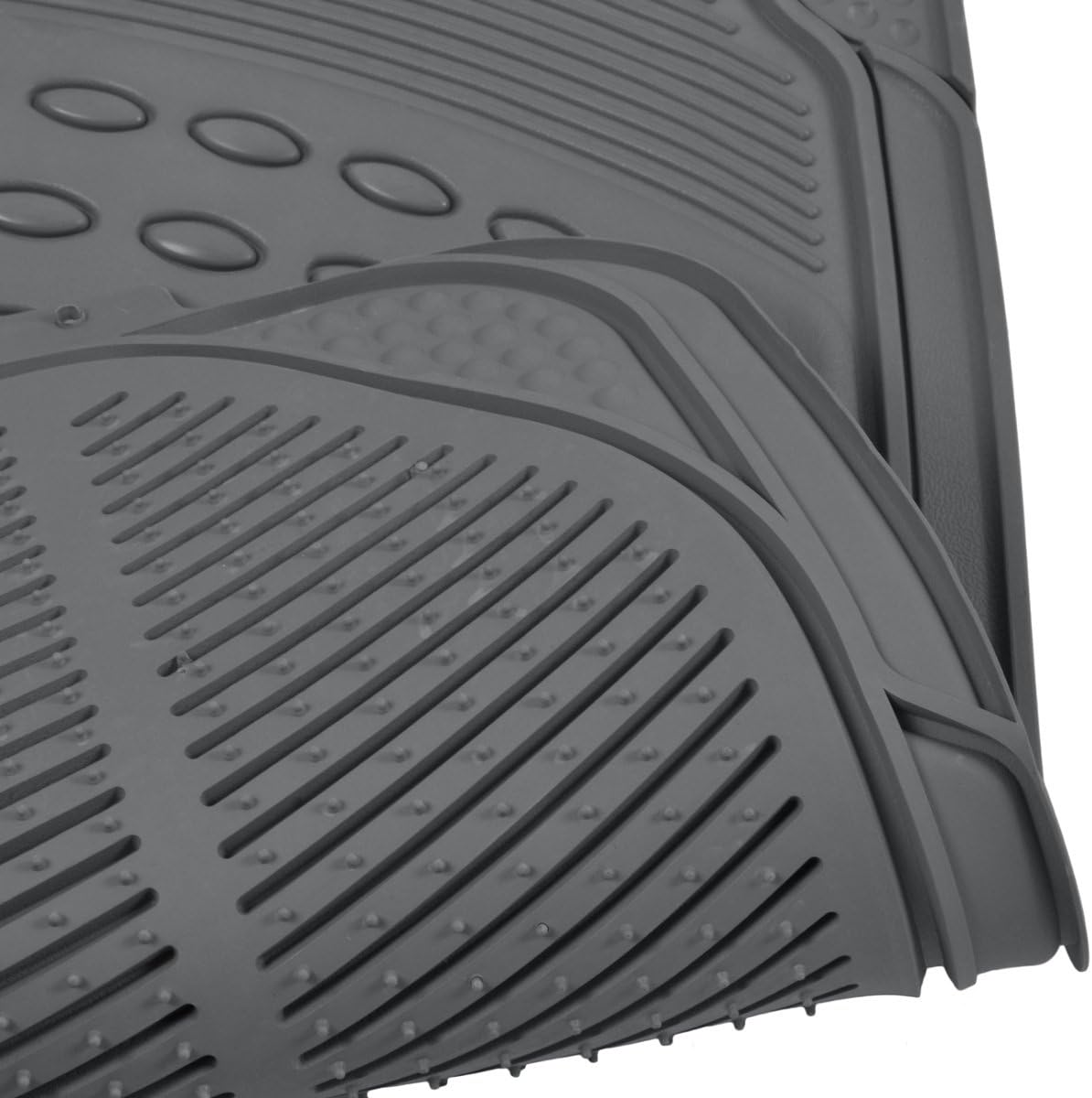 U.A.A. Inc. All Weather Solid Gray Rubber Trimmable Front & Rear 4 Pieces Universal Car Van Truck Floor Mats Set MT-9001GR