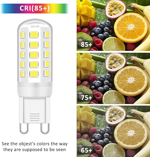 Miniatura 3 de CloudMi Bombilla LED G9 con base de pines bi, bombillas de base G9 de luz diurna de 6000 K para candelabros, 5 W LED de repuesto para bombilla