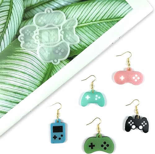 Miniatura 5 de Moldes de resina de silicona brillante brillante con mango de juego, molde para llavero, aretes de bricolaje, joyería colgante, moldes de resina