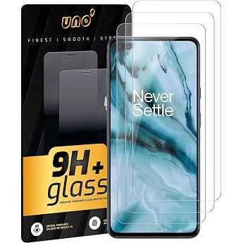 UNO Screen Protector for OnePlus Nord 5G/CE 2/2T 6.43 inch 9H Tempered Glass Heavy Duty Bubble-Free Anti-Fingerprint and Anti-Scratch Pack of 3
