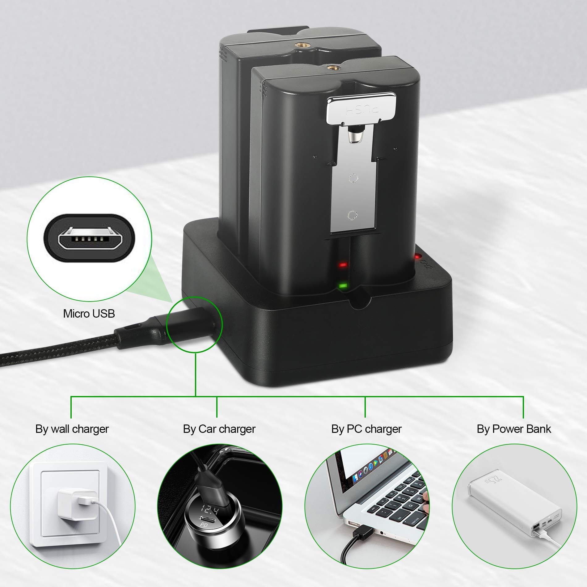Ersatzakku für Ring Video Doorbell 2/3/3Plus/4 mit Ladestation, V4 Ersatzakku Kompatibel mit Stick Up Cam Akku (2nd& 3nd Gen), Spotlight Cam und Peephole Cam 2 Pack（3.65V 6040mAh）