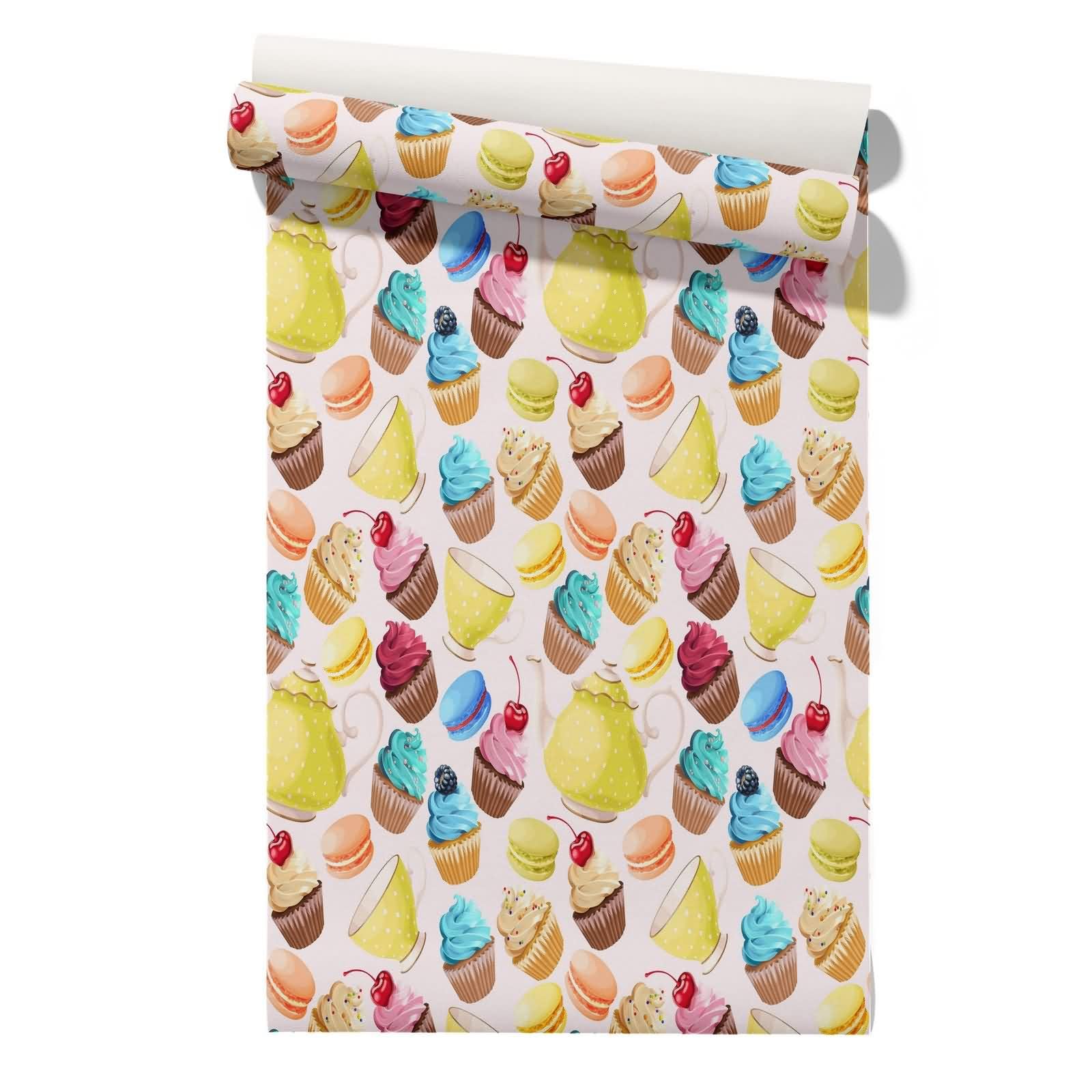 CEVAN Living Room Wallpaper Neutral Drawer Liner for Bedroom Cake Cute Cartoon 45x300cm