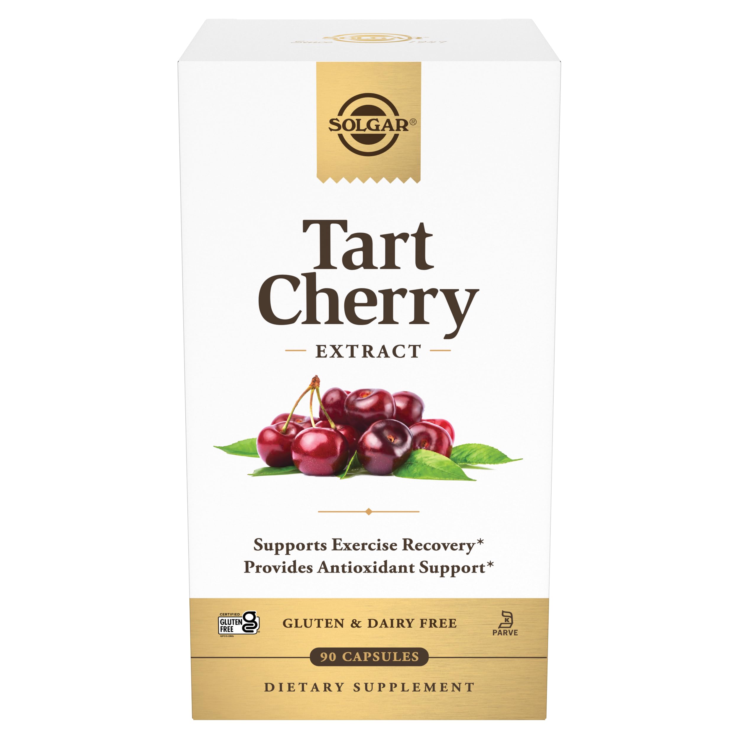 Solgar Tart Cherry 1000 mg, 90 Vegetabiliska kapslar - Antioxidant med Quercetin, klorogensyra och antocyaniner föreningar - Icke-GMO, Vegan, Gluten Free, Dairy Free - 90 portioner