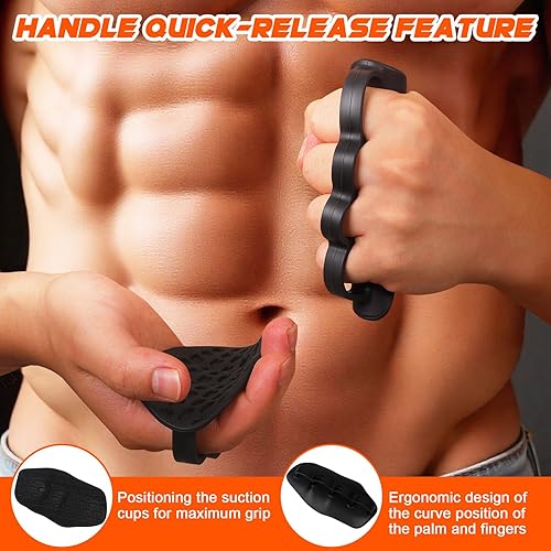 Miniatura 5 de Paquete de 6 empuñaduras de goma antideslizantes para levantamiento de pesas, guantes de levantamiento de 4 agujeros con caja de almacenamiento para