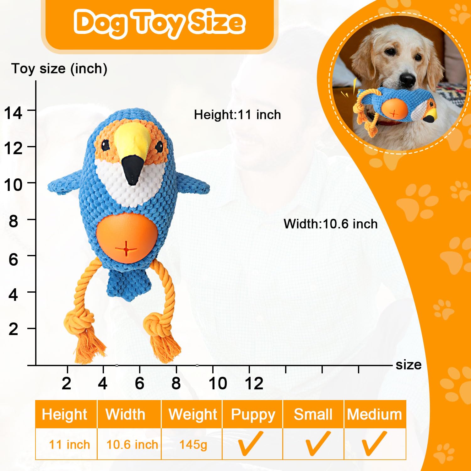 Squeaky Dog Toys Plush Toys, Tug of War Dog Toys Interactive Play Toy, Dog Chew Toy with Cotton Rope Material - Image 3