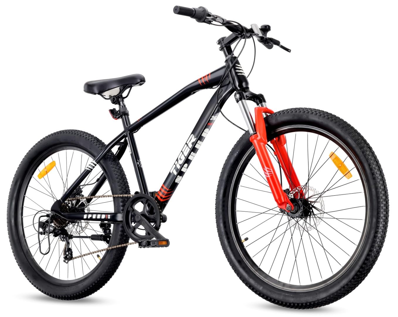 sun baby TIGER BIKE Bicicletta da 26 pollici, mountain bike per ragazzi e uomini, bici da montagna 26" - telaio in acciaio, 7/21 marce, freni a disco, ammortizzatore