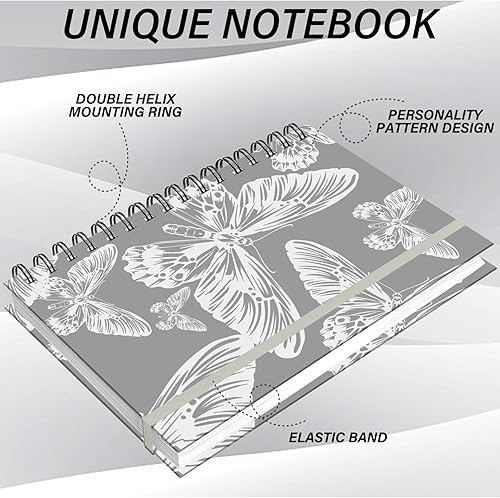 Miniatura 3 de Cuaderno de espiral, diario de tapa dura, cuaderno de espiral con rayas anchas, A5 de 5.5 x 8.3 pulgadas, papel grueso de 80 GSM, 60 hojas y 120