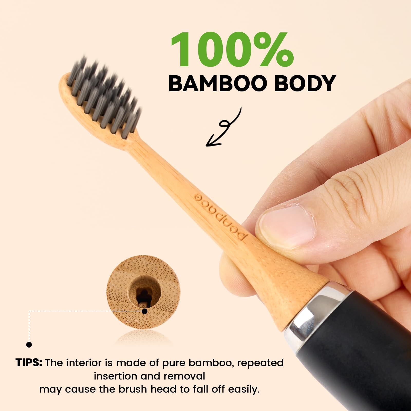 Cabezales de repuesto para cepillo de dientes eléctrico de bambú compatibles con Philips Sonicare con cerdas infundidas de carbón