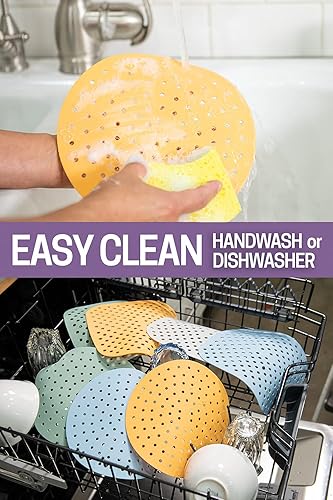 Miniatura 5 de Forros de silicona para freidora de aire, antiadherentes, fáciles de limpiar, reutilizables, accesorios de 8 pulgadas redondas (paquete de 2) "FUZZY