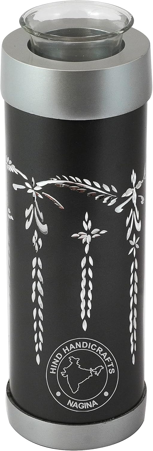 Tealight Cremation Urn for Human Ashes Adult - Silver Diamond Engraved - Handcrafted Funeral Memorial Ashes Urn - Keepsake Urn for Ashes (White, 50 Cubic Inches)