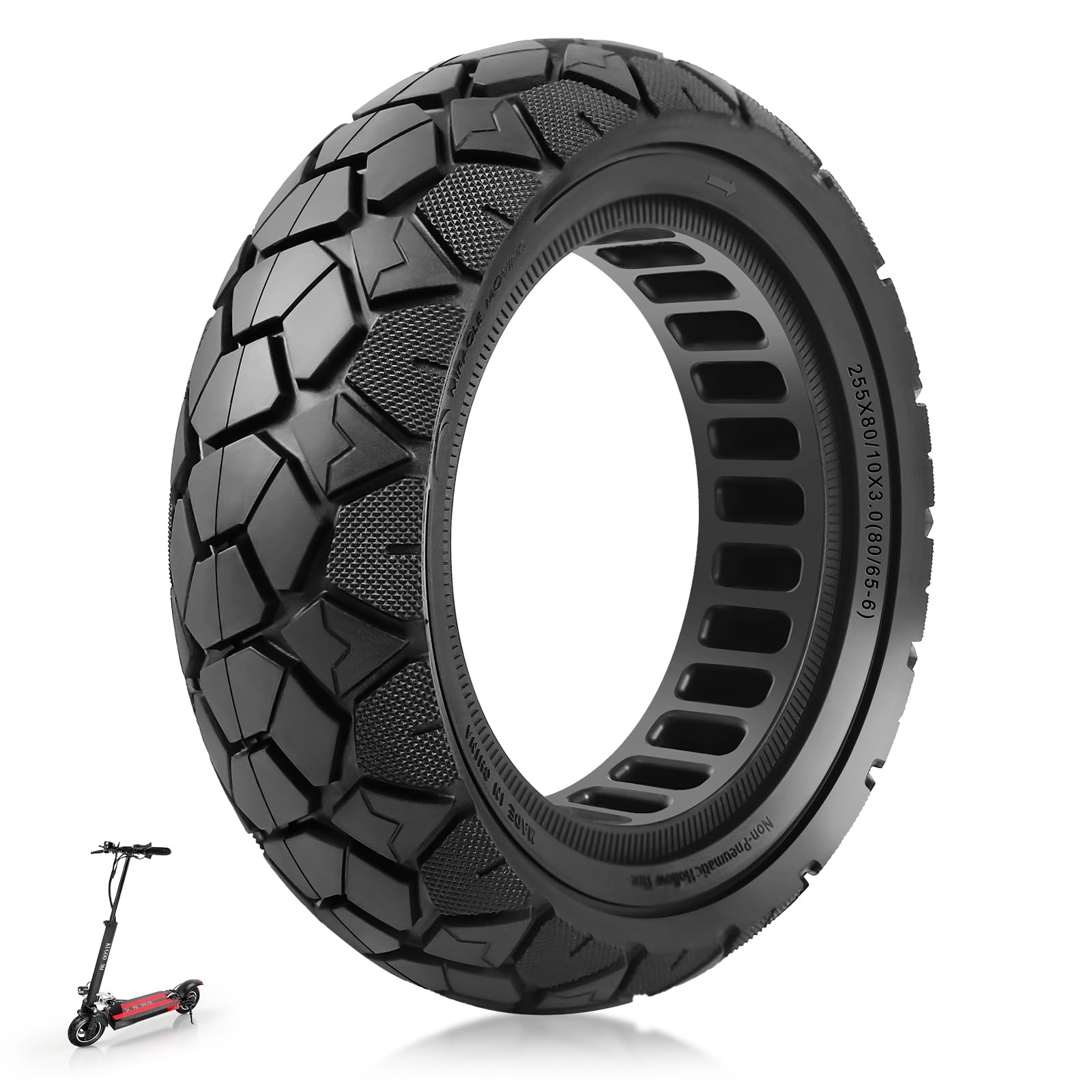 Pneu Solide 10x3 Pour Trottinette électrique - Anticrevation, Compatible 255x80, 80/65-6