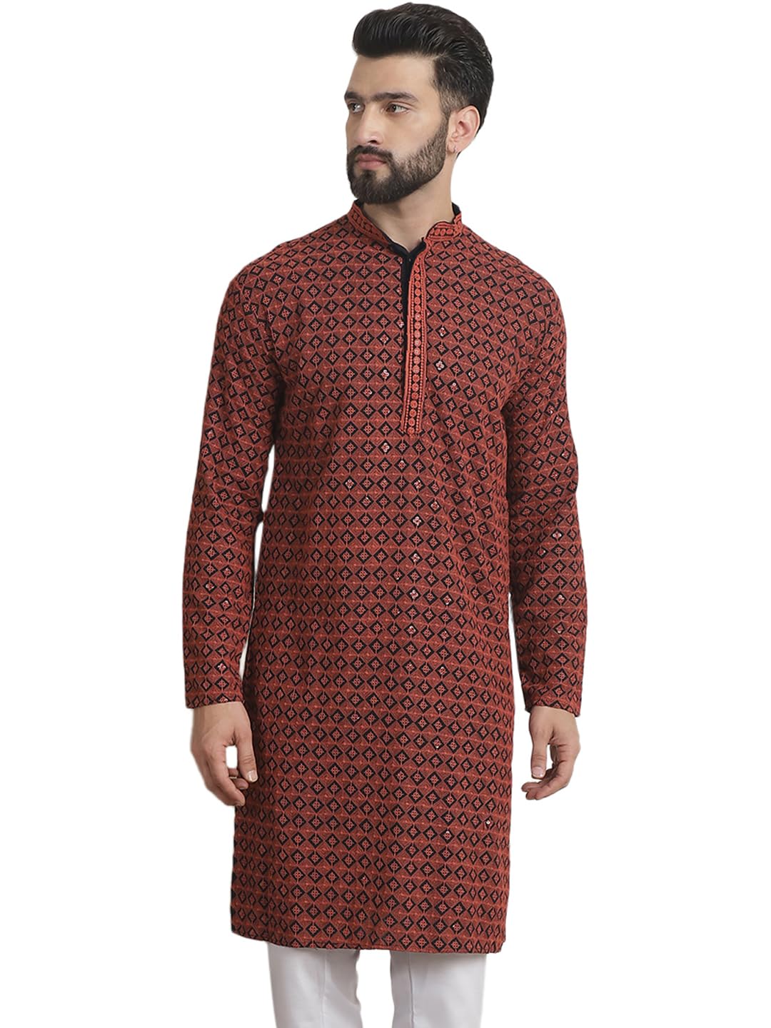 sojanya (Since 1958 Men's Pure Silk Kurta with Heavy Embroidery on Neck & Sleeves-picture-50