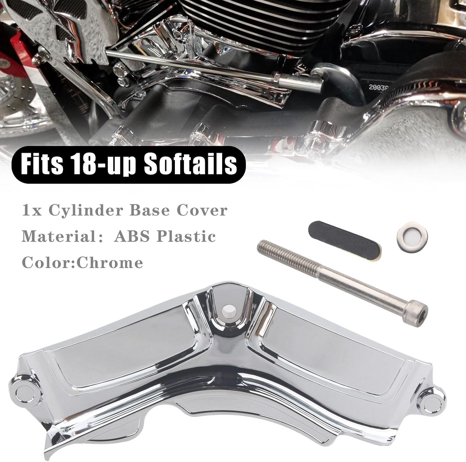 Motorcycle Cylinder Base Side Cover Frame Case Fits for Harley Davidson Softails Deluxe/Fat Boy/Heritage Classic/Breakout 2018-2023 Chrome