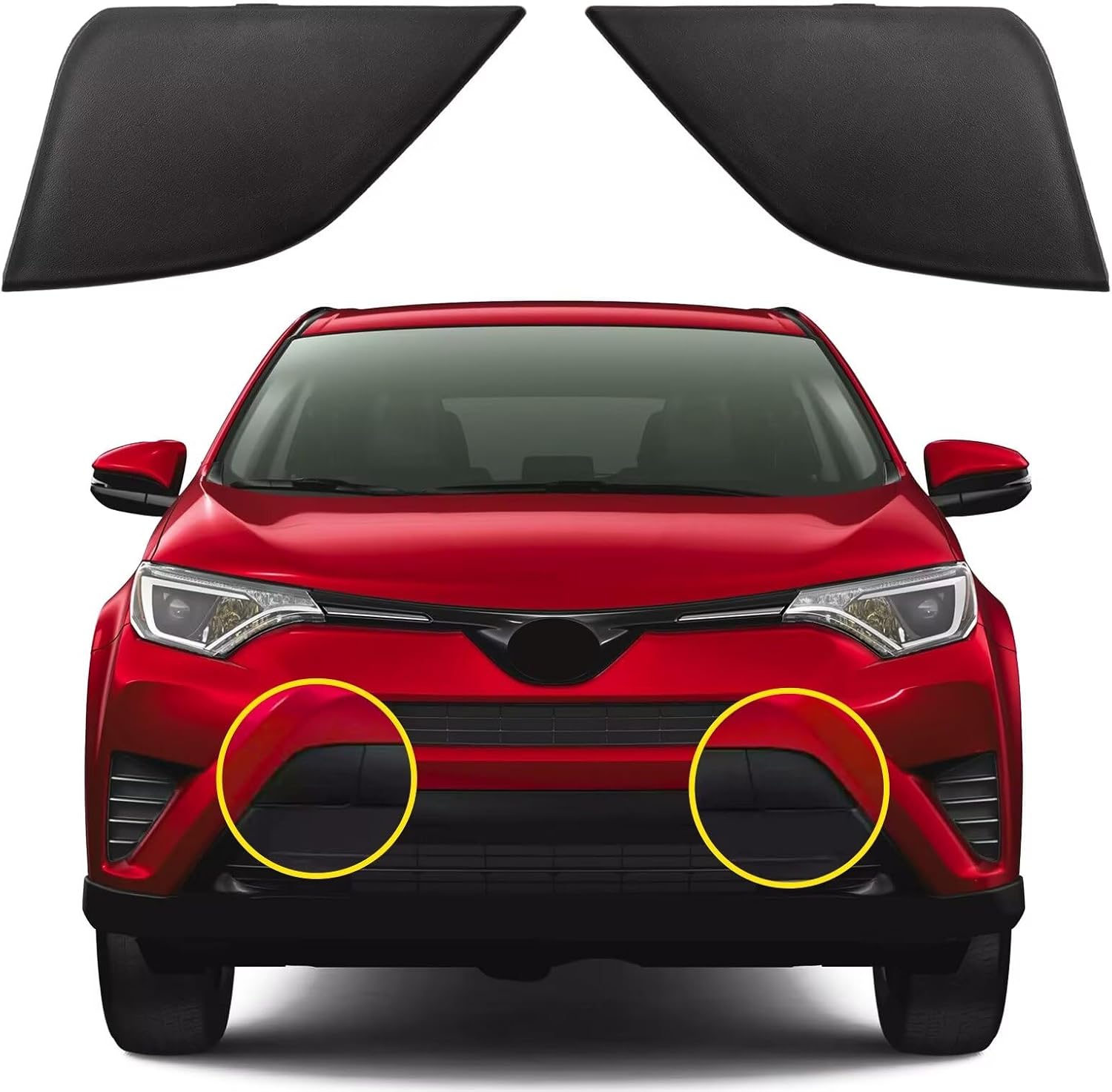 Car Front Bumper Tow Hook Cover Compatible with Toyota RAV4 2016 2017 2018 Trailer Cover Cap 532850R080 532860R080 Trailer Cover Towing Eye Cap Matte Black A Pair