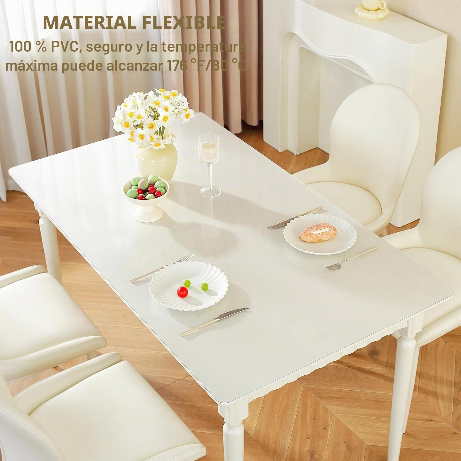 Royhom Protector Mesa Transparente 70x120 cm, Mantel PVC Transparente, Hule Mesa Rectangular, Impermeable Mantel Antimanchas, Grosor 1.5 mm, Antiarañazos