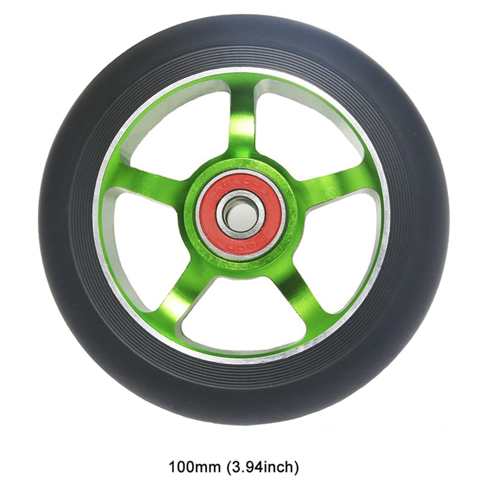 Lot de 8 roues de rechange pour scooter de 100 mm avec roulements en aluminium - Accessoires de scooter en polyuréthane - Vert