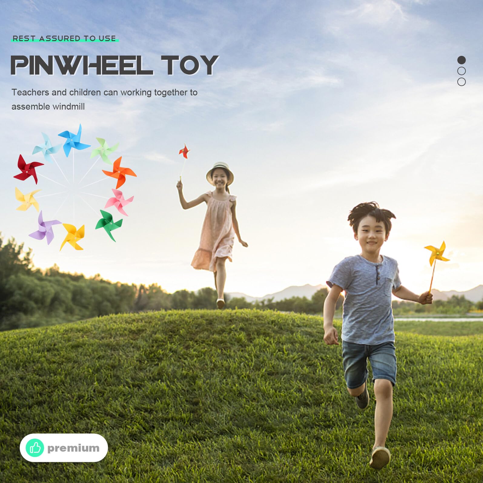 Molinetes de Viento para 12 Piezas, Kit de Manualidades de Papel, Molinillos de Colores Mixtos, Juguete Educativo Temprano para Jardín de Infantes y Juego al Aire Libre