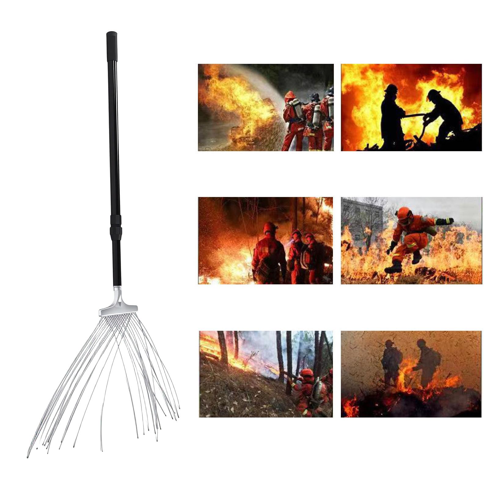 Luocute Fregona para Extintor, Poste Telescópico de 130 Cm | Acero inoxidable, con bolsa de almacenamiento, para extinción de incendios de pastizales forestales