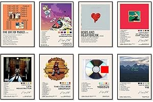 TWNSLLA Kanye Music Album Cover Posters for Wall Decor, Set of 8