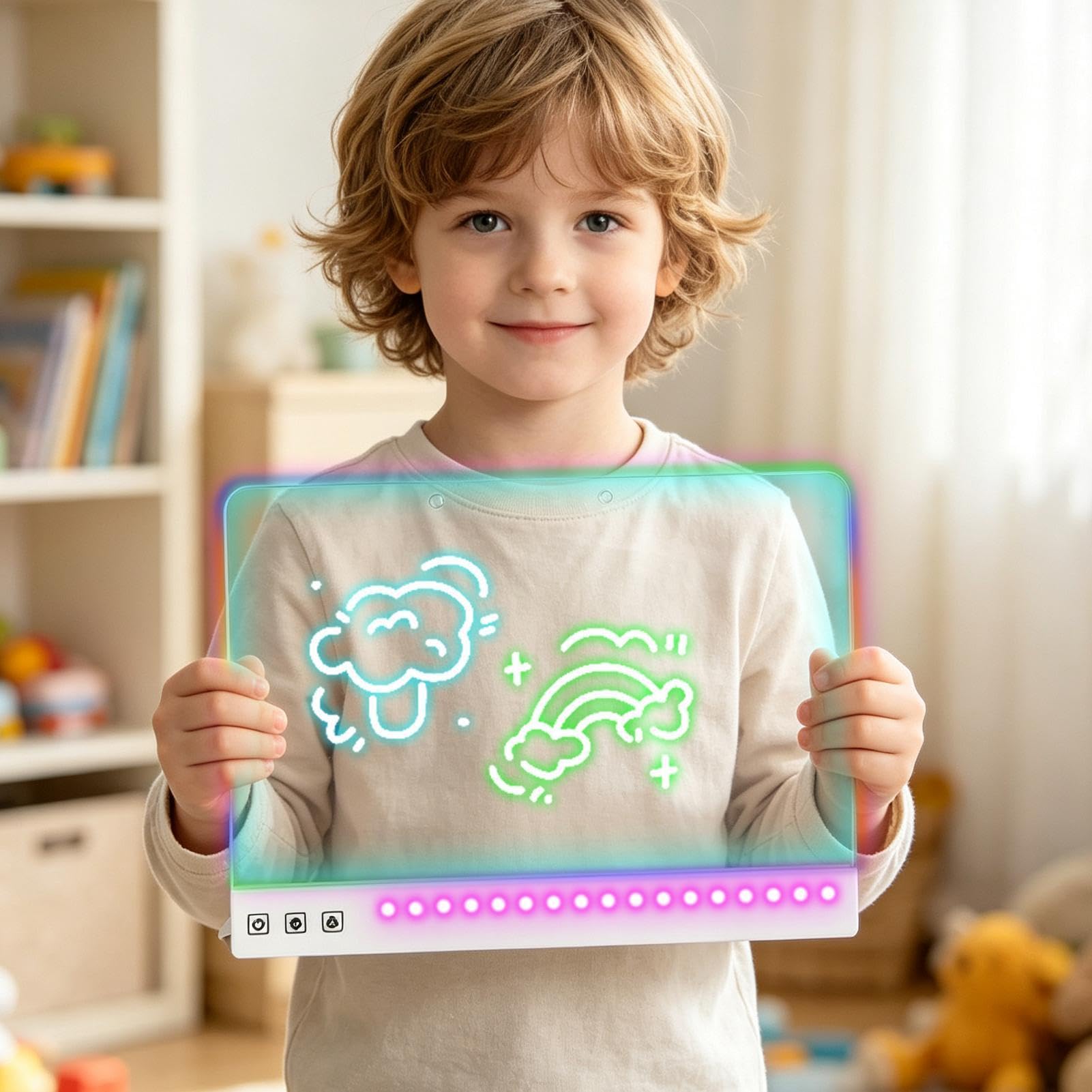 Pizarra de dibujo LED para niños Bloc de escritura y dibujo borrable