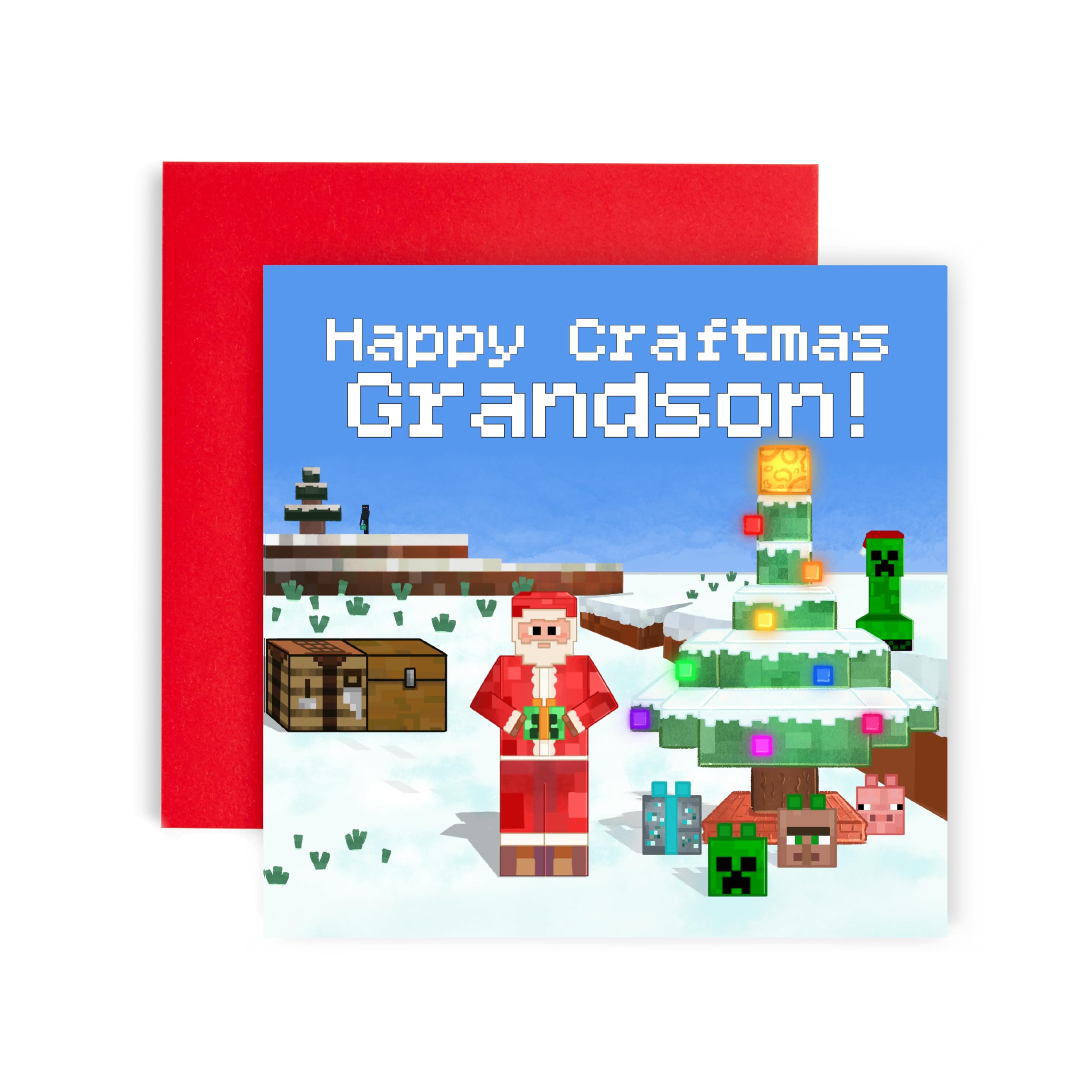 Biglietto Di Natale Huxters Per Nipote - Scena Gioco Computer - 14,8 Cm Con Busta