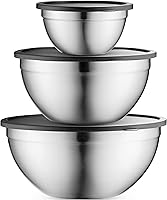 Table Concept Stainless Steel Mixing Bowls with Airtight Lids - Nesting 6-Piece Set for Space-Saving Kitchen Storage, Baking & Prep