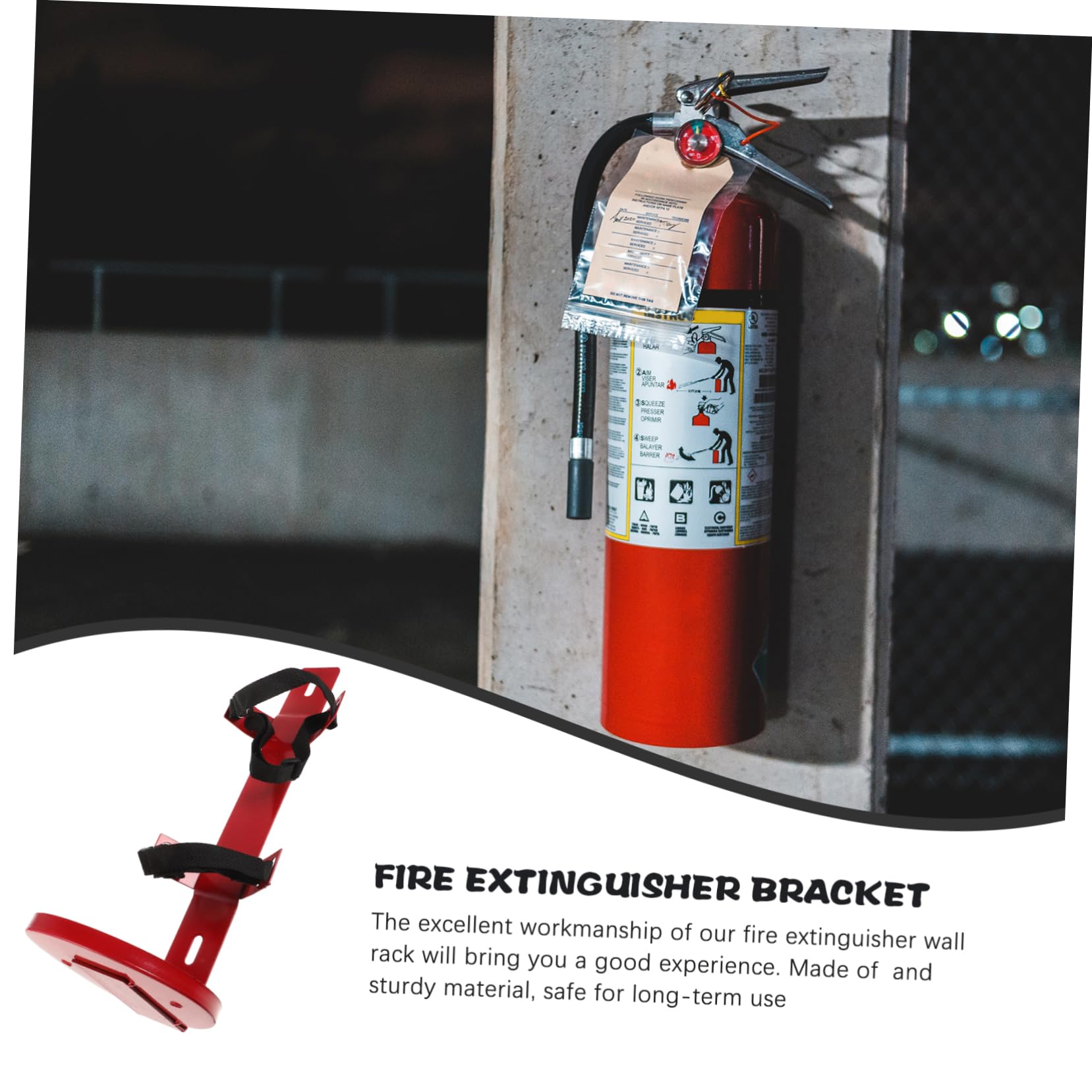 Soporte para Extintor de Incendios de Hierro, Montaje en Pared Rojo | Fijación Correa de Tela, para Vehículos y Turismos, Carga 5-7kg, Instalación Sencilla