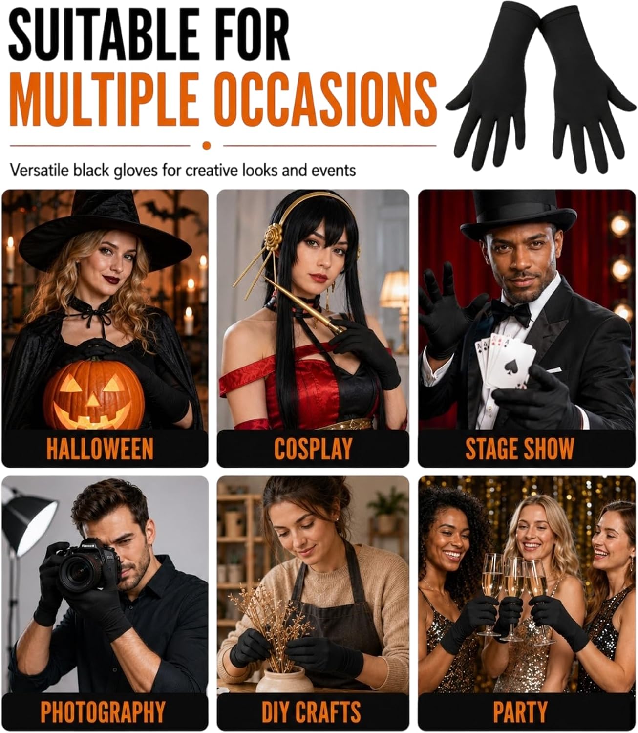 ATHX Men's and Women's Gloves Costume Accessories Wrist Length Spandex Stretch Halloween Cosplay Party Wedding Prom Gloves