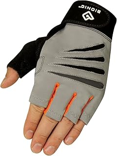Bionic Glove Men's Cross-Training Fingerless Gloves w/Natural Fit Technology, Gray/Orange (Pair)